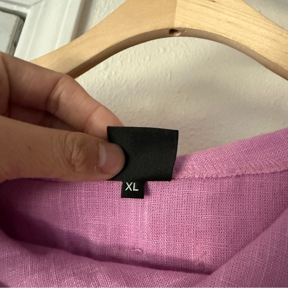 Le Muse lavender lilac linen cotton boat neck bow short sleeve mini dress - Picture 7 of 8